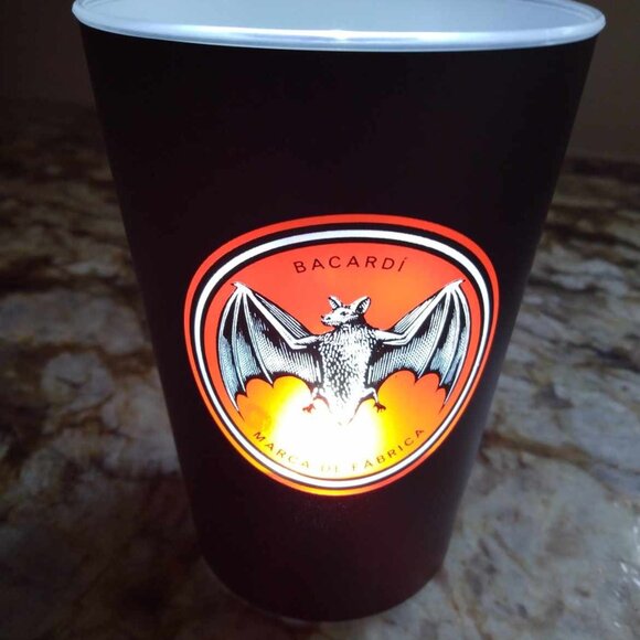 Set of 4 New Bacardi Illuminated Cups with Bat Print - Picture 1 of 3